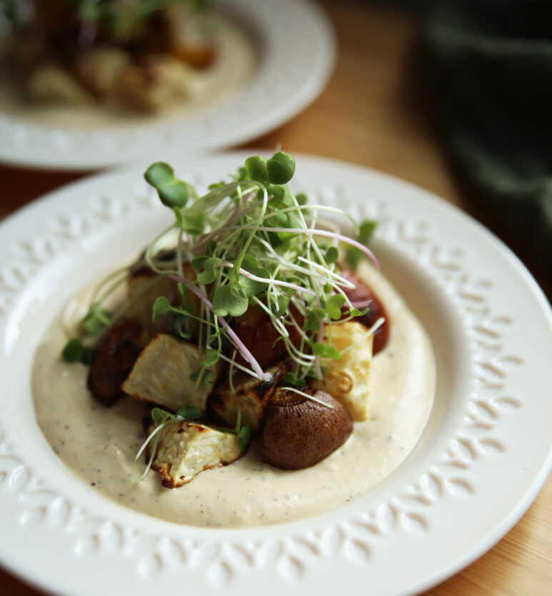 Salade d’hiver avec sauce aux mactres